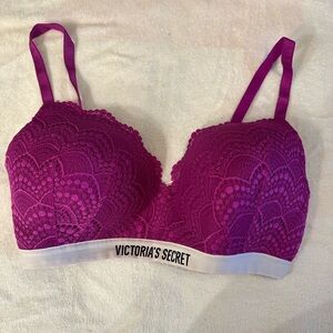 Victoria's Secret Magenta Lace Bralette with Logo Band